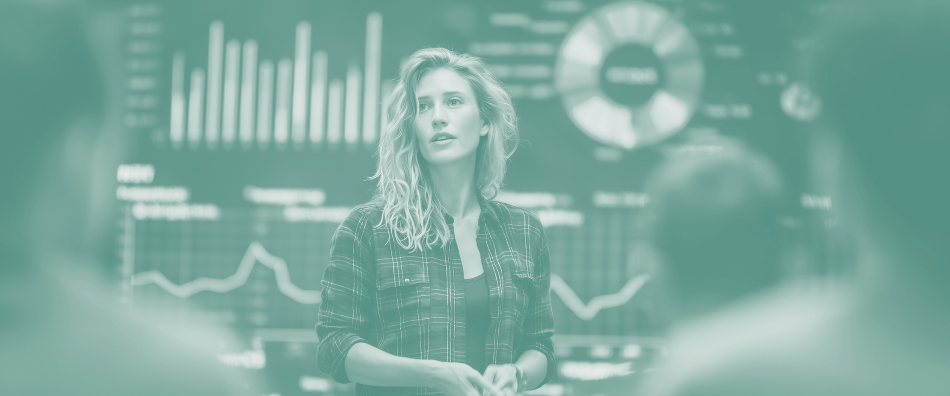 Business woman contemplating a project's success or failure.